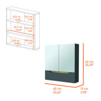 TUHOME Armario de Pared para Baño Laurent, con espejo, Plomo / Duna Madera manufacturada  Baño-Almacenamiento - details 0
