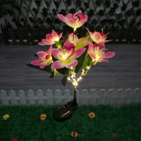 Lámpara Solar De Orquídea Con 7 Cabezas Para Jardín Exterior Decorativa LED Para Patio De Casa Luces Para Atril Y Calle Decoración De Navidad - details 10