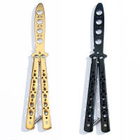 Cuchillo De Práctica Plegable Butterfly Knife Portátil De Acero Inoxidable Herramienta De Entrenamiento Para Juegos Al Aire Libre Sin Hoja - details 5