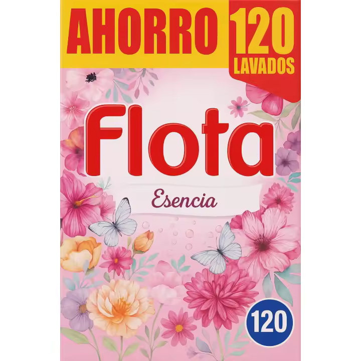 "Detergente en Polvo Flota Esencia - 120 Lavados, 6.36 kg - Limpieza Profunda y Fragancia Duradera" - 1
