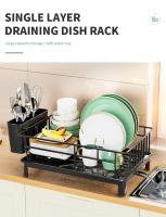 Estante De Cocina Para Secado De Platos Con Bandeja De Drenaje Y Línea De Agua, Soporte Para Vasos Y Cuchillería, Almacenamiento En Encimera Metálico - details 0
