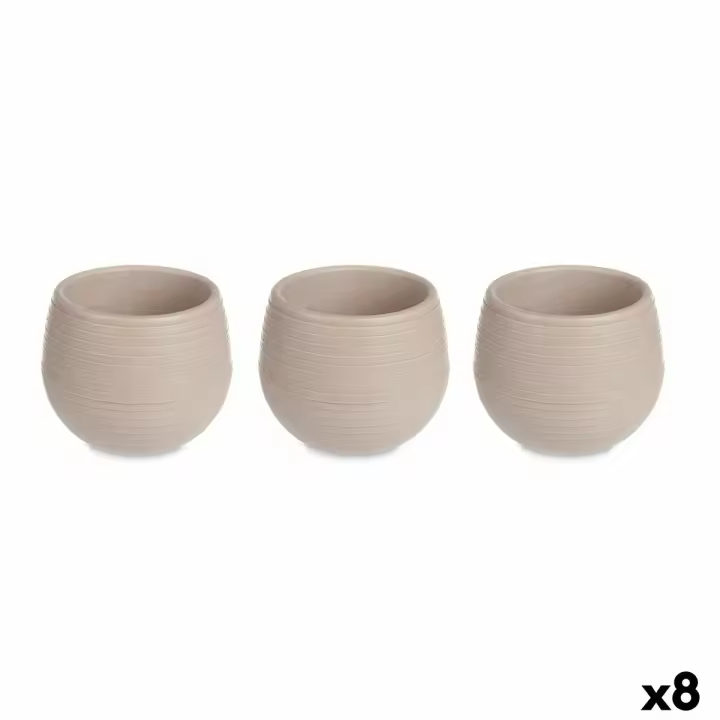 Set de Macetas Ibergarden ES0101214S3 Taupé Plástico 8 x 8 x 7 cm (8 Unidades) - 1