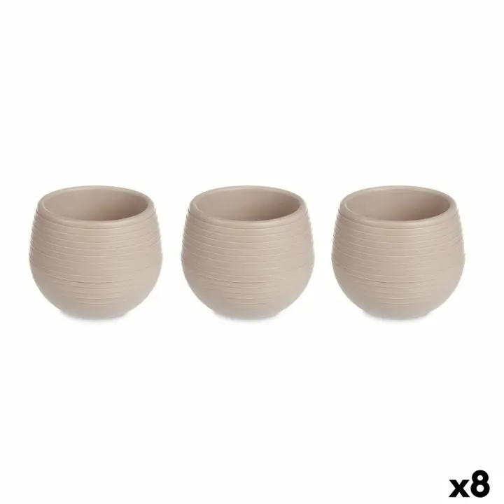 Set de Macetas Ibergarden ES0101214S3 Taupé Plástico 8 x 8 x 7 cm (8 Unidades) - 1