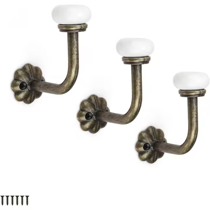 Perras Pared Cerámica Vintage, 3 Piezas Percheros Color Bronce, Colgadores de Ropa de Baño Material de Aleación de Zinc para Colgar Ropa, Sombreros - 1