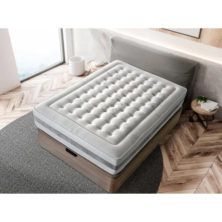 SOFAHAUS - Colchón Viscoelástico Luxu - Altura +/- 27 cm - Núcleo de Espuma HR - Firmeza Media/Alta - Sistema TST estabilizador - Tejido Strech Argentum basado en iones de plata antibacteriano - 1