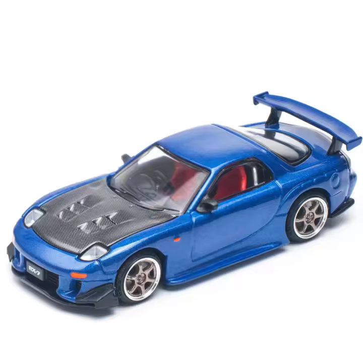 Pop Race Mazda RX-7 (FD3S) Re-Amemiya Widebody Azul Metálico 1/64 - 1