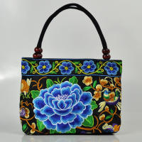 Bolso Pequeño Para Mujer Estilo Étnico Bordado En Lona Bolso De Mano Moda Con Cierre De Cremallera Doble Correa Versátil - details 3