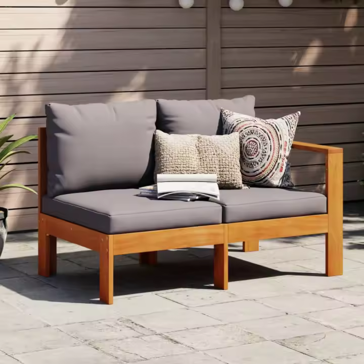 vidaXL Sofá de jardín con 1 reposabrazos 2 plazas madera maciza acacia - 1
