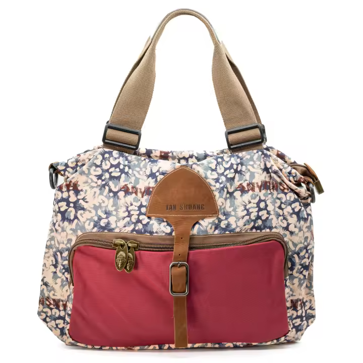 Bolso Urbano Macaroni Rojo | YAN SHUANG |  Diseño Original | Hecho a Mano | Algodón y Piel | Bolso de Mujer | Regalo Especial - 1