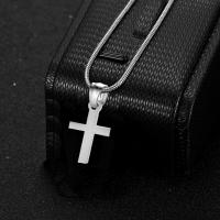 Collar Pendentivo De Cruz Pequeña Para Mujer En Color Plata Acero Inoxidable Cadena De Serpiente Religioso Joyería Regalo - details 3