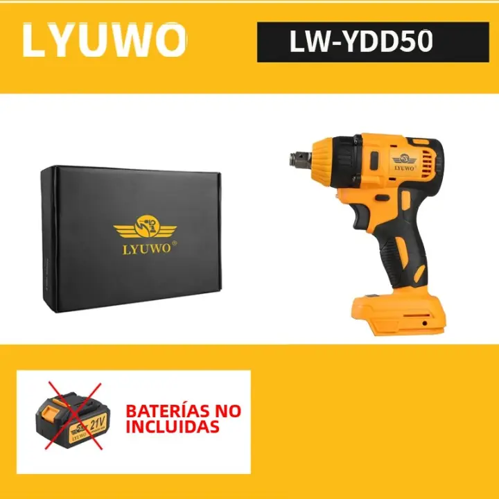 LYUWO Llave De Impacto Eléctrica 380NM Sin Escobillas Alta Torque Para Reparación Automotriz Compatible Con Batería Makita - 1