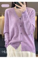 Suéter De Punto De Lana Merino 100% Para Mujer Cuello V Otoño Invierno Estilo Coreano Versátil Moda Oficina Regular Cierre Único Manga Larga - details 26