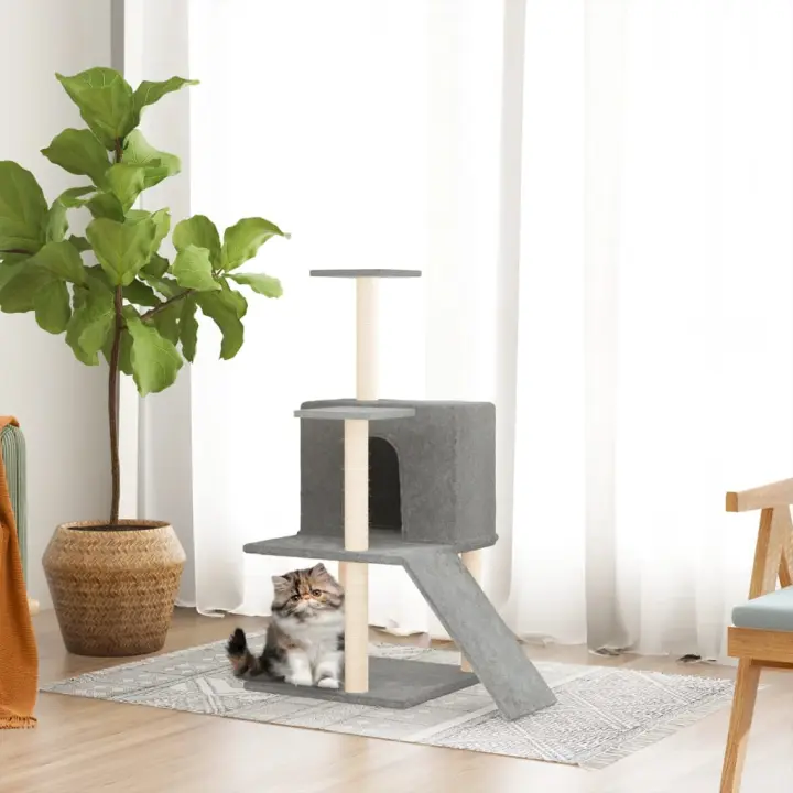 vidaXL Rascador para gatos con postes de sisal 109 cm torre para gatos Color Crema,  Gris claro,  Gris oscuro y mas - 1