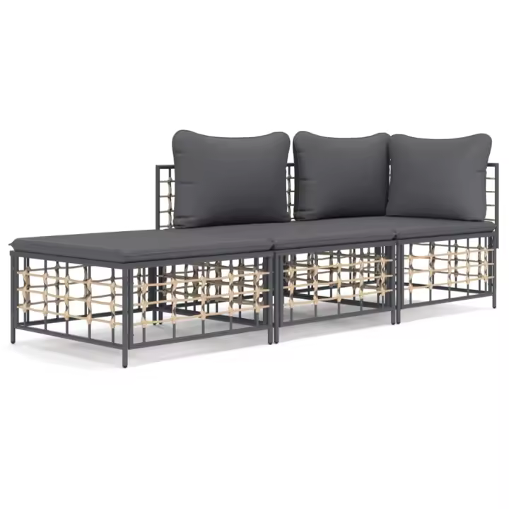 VidaXL Conjunto de jardín Creta 3 piezas con cojines 80x212x72 cm - 1