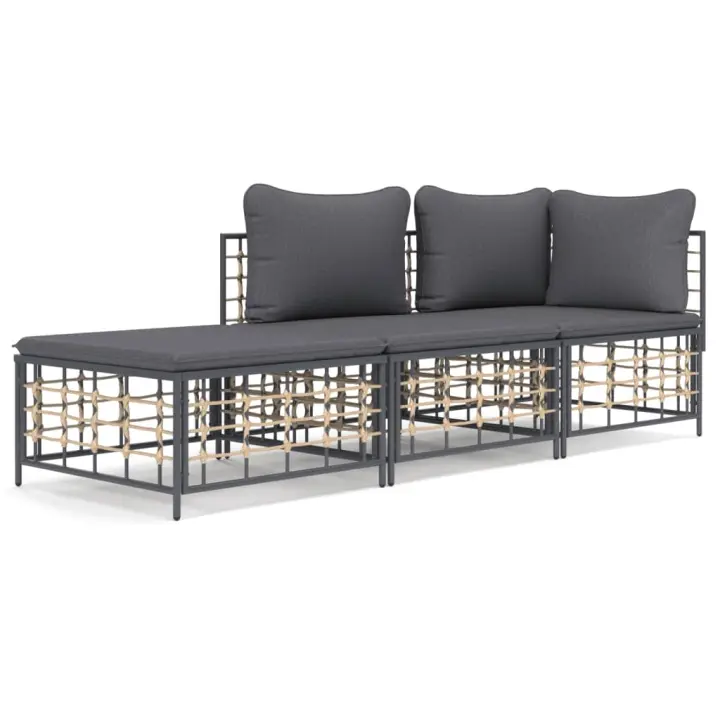 VidaXL Conjunto de jardín Creta 3 piezas con cojines 80x212x72 cm - 1