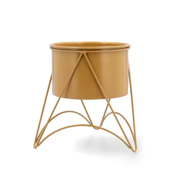 Soporte macetero MOA Vinthera diseño industrial dorado 20x19x19 cm - 1