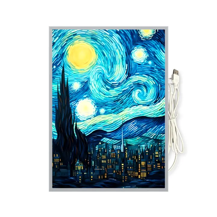 Lámpara De Noche LED Artística De Van Gogh Estrella De La Noche Decoración Para Habitación Y Sala De Estar 3 Modos De Luz Fría Neutra Caliente - 1