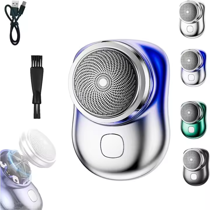 Afeitadora, nueva versión mejorada, pantalla digital, resistente al agua, con cepillo de limpieza, mini afeitadora de bolsillo, portátil, recargable, para viajes, oficina, negocios (verde) - 1