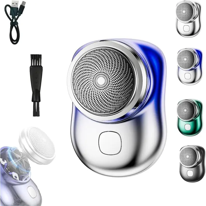 Afeitadora, nueva versión mejorada, pantalla digital, resistente al agua, con cepillo de limpieza, mini afeitadora de bolsillo, portátil, recargable, para viajes, oficina, negocios (verde) - 1