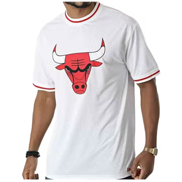 Camiseta de Manga Corta New Era Chicago Bulls para hombre en color blanco - 1