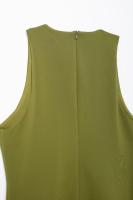Vestido Mini Verde Con Cinturón Y Cierre De Cremallera En Espalda DUOPERI Para Mujer Estilo Vintage V-Neck Sin Mangas Chic Y Elegante Para Verano - details 6