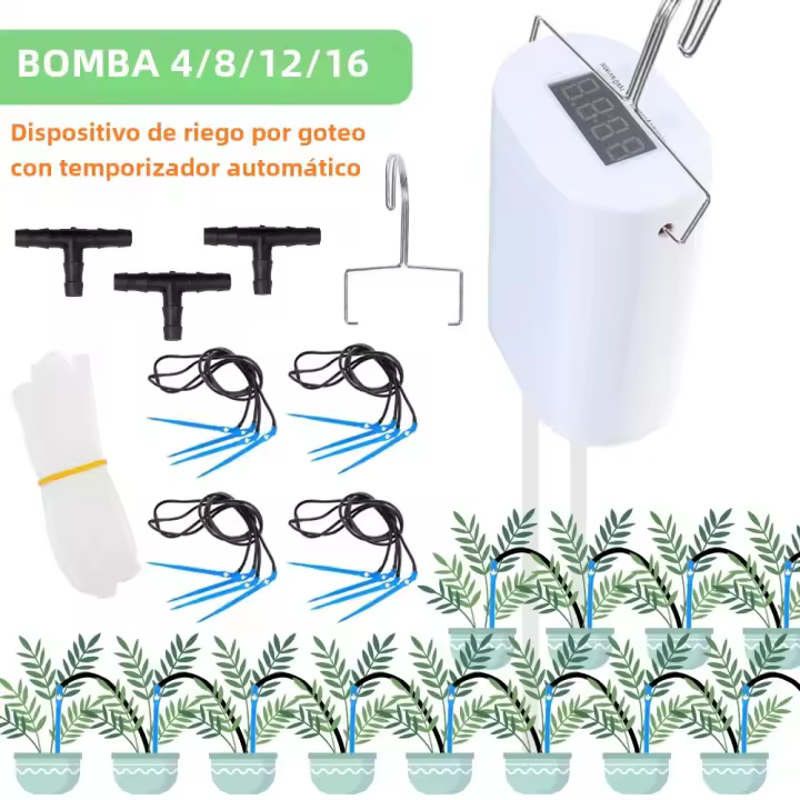 Kit De Riego Automático Para Plantas Y Flores Con Bomba Y Drip Irrigación Herramienta De Jardín Con Timer De 2/4/8/16 Cabezas - 1