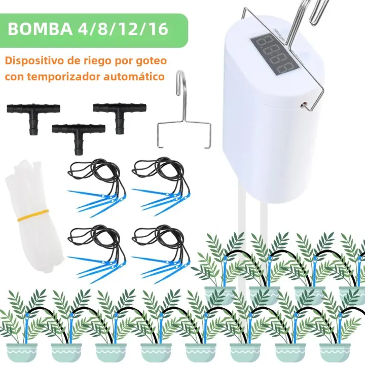 Kit De Riego Automático Para Plantas Y Flores Con Bomba Y Drip Irrigación Herramienta De Jardín Con Timer De 2/4/8/16 Cabezas - 1