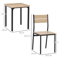 Conjunto de Mesa de Cocina 3 Piezas (1 Mesa + 2 Sillas) -Modern Diseño with Veta de Madera Natural y Detalles en Negro - details 6
