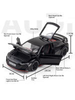 Coche De Juguete R8 V10 plus a Escala 1/24 En Aleación De Zinc Con Función De Retroceso Y Sonido Luz Regalo Para Niños - details 3