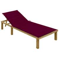 vidaXL Tumbona con cojín madera de pino impregnada en color Negro/Verde brillante/Estampado cuadros rojos y más | acolchados duraderos para sofás de jardín terraza exterior - details 4