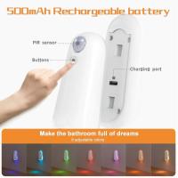 Luz De Sensor De Movimiento Para Inodoro RGB Cambiante Recargable LED Para Decoración De Baño Y Escaleras Luz Nocturna Rectangular Incluye Batería - details 8