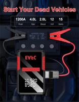 1200 A Arrancador de batería portátil para coche con compresor de aire de 150 PSI, paquete de batería portátil con pantalla LED - details 3