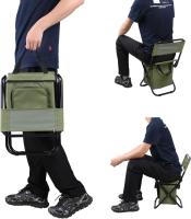Silla de pesca con bolsa refrigeradora, taburete de pesca compacto y plegable, verde - details 4