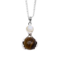 VivaEsencia – Colgante Ojo de Tigre con Baño de Plata | Protección Energética y Confianza | Amuleto para la Fuerza Interior y la Valentía | Joya Espiritual Hecha a Mano Ideal para Rituales, Meditación y Regalo de Bienestar Personal - details 0