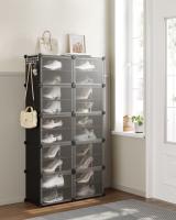 Zapatero modular con 10 compartimentos, mueble de plástico versátil con puertas, estructura de acero, cubos de 30x40x30 cm - details 9