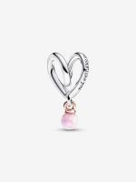 Pandora - Charm de corazón envuelve en dos tonos - Plata de Lei, Baño de Oro Rosa de 14 K - details 0