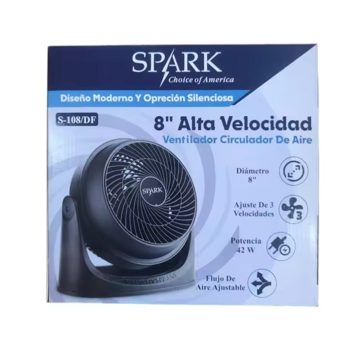 SPARK - Ventilador de Suelo de Alta Velocidad 8". 3 de Ajustes de Velocidad. Potencia 42W. Ajuste del Flujo de Aire. Duradero. Moderno. Silencioso. - 1