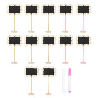 Juego de 12 minipizarras pequeñas de madera con dos tizas (rosa y blanca) - details 0