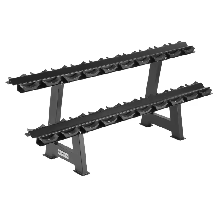 Fitness Tech Soporte de mancuernas profesional de 10 pares Estantes de almacenamiento de pesas libres - 1