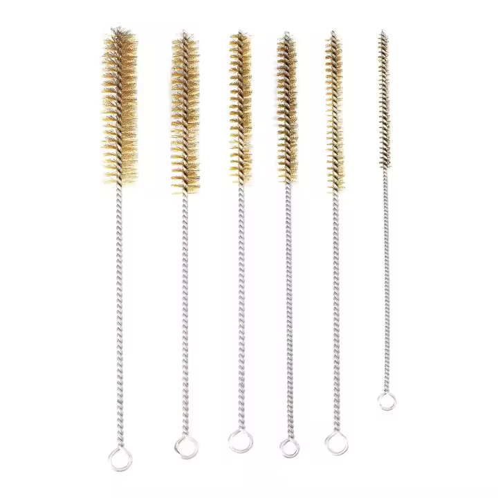 Juego de 6 cepillos de limpieza de tubos de latón, cepillos de alambre, herramienta de limpieza y pulido, juego de cepillos de alambre de latón para tuberías - 1