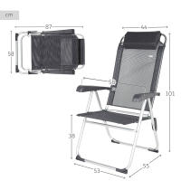 Aktive - Silla de camping plegable con respaldo reclinable 5 posiciones, 44x55x101 cm, fabricada de aluminio y textileno, con cojín y topes antivuelco, máx. 110 kg, sillas de playa, sillas plegables, accesorios verano - details 3