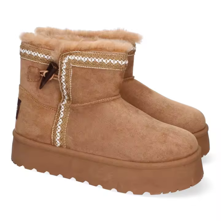 PuntoSalao Australianas de plataforma diseño etnico para mujer color camel HZ2000-103 - 1