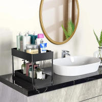 Organizador De Baño Inferior Con Dos Cajones Deslizantes, Estante De Almacenamiento Multifuncional Para Cocina Material Plástico - details 2