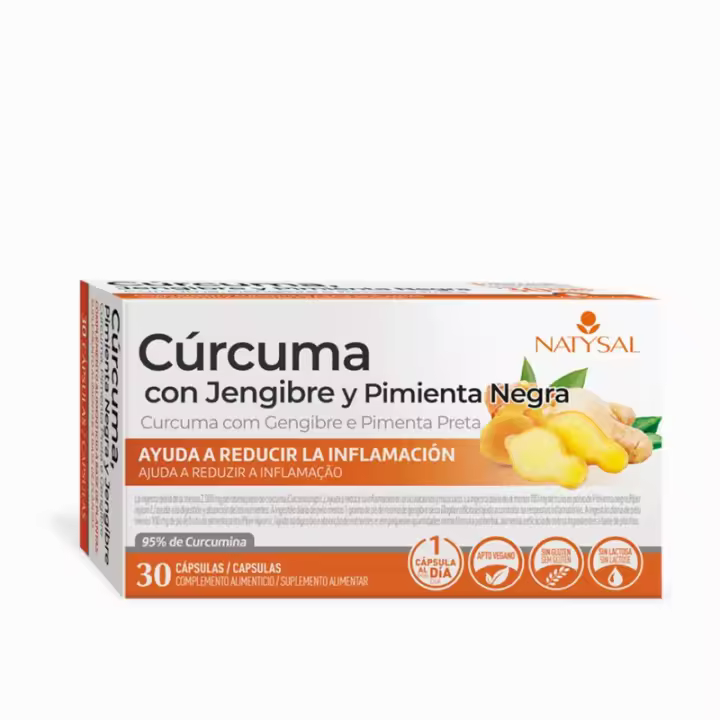 Cúrcuma Con Jengibre Y Pimienta Negra Natysal 30 cápsulas - 1