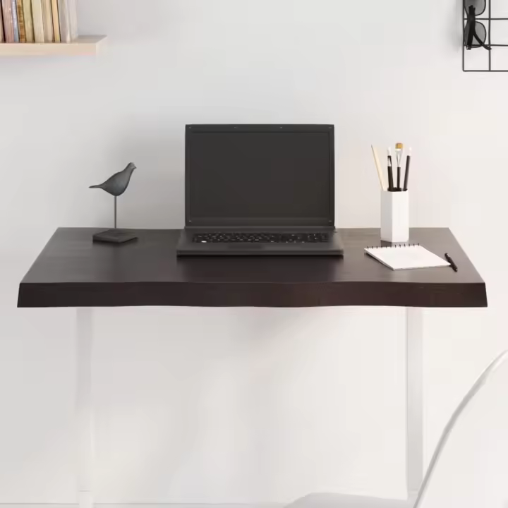 vidaXL Tablero mesa madera tratada borde vivo marrón 80x40x(2-4) cm - 1