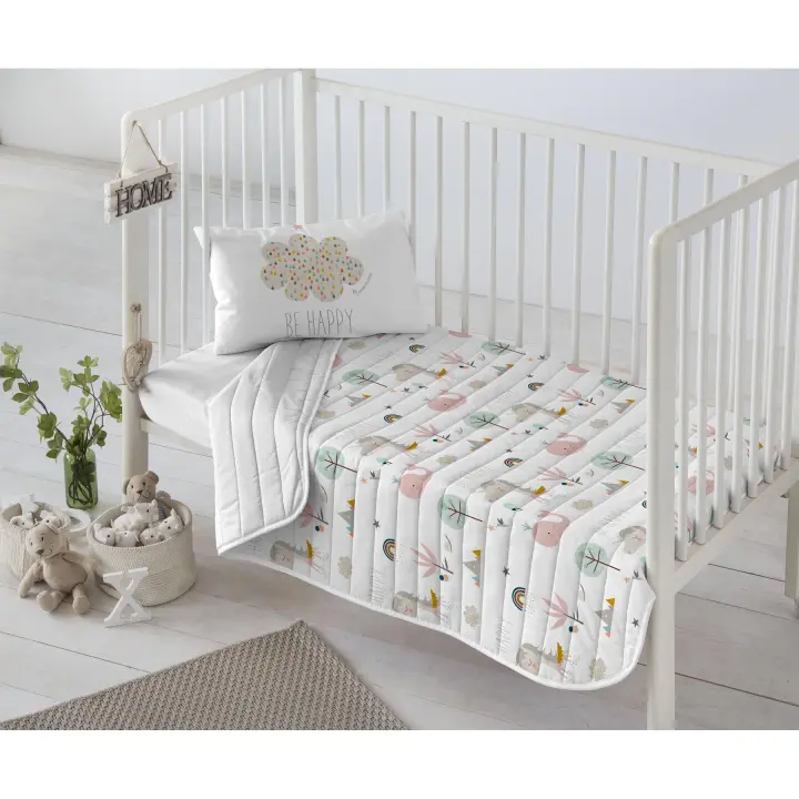 COLCHA BOUTI REVERSIBLE INFANTIL 100% ALGODÓN CUNA/MAXICUNA RAINBOWLAND HACIENDO EL INDIO FABRICADO EN ESPAÑA - 1