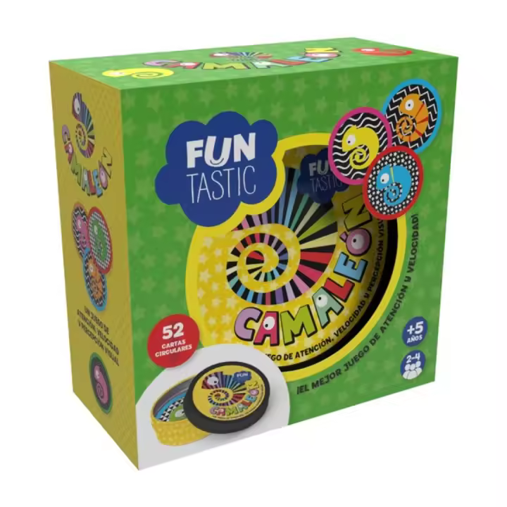 IMAGILAND - JUEGO DE CARTAS REDONDAS CAMALEÓN CON CAJA, FUJ007, TIENDA CON LICENCIA OFICIAL - 1