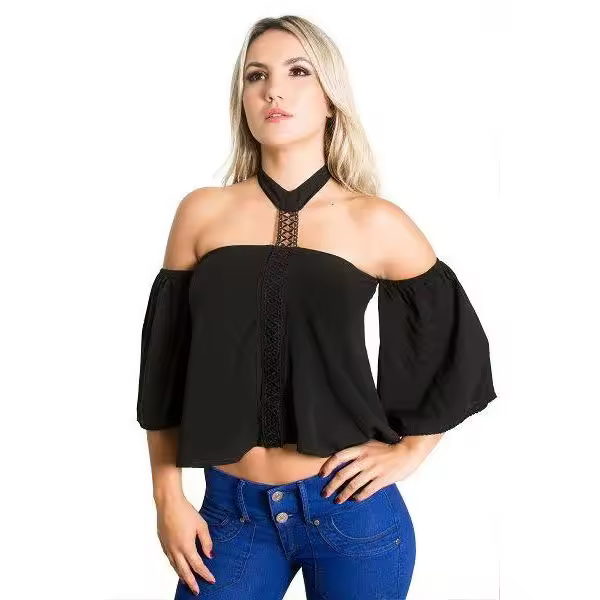 Blusa talla L-XL negra fabricación colombiana - 1
