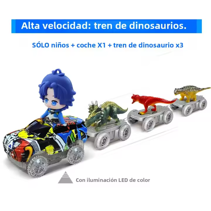 Juguetes De Dinosaurio Crear Un Mundo De Dinosaurio Carreras De Carretera Flexible Con Coche De Santa Claus Para Niños Y Niñas De 3 a 6 Años Regalo - 1