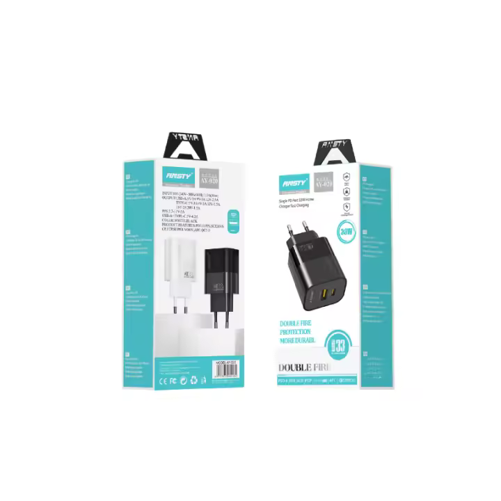 ANSTY Cargador Rápido 33W PD+QC3.0 AY-020 - Carga Rápida Universal con USB-A y USB-C, Soporta PD3.0, PPS, FCP, AFC y Super VOOC CABLE TIPO C - 1